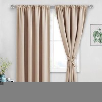 Jiuzhen Blackout Curtains For Bedroom Thermal Insulated Room Darkening Rod Pocket Curtains For Living Room Set Of 2 Panels Wi