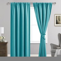 Jiuzhen Blackout Curtains For Bedroom Thermal Insulated Room Darkening Rod Pocket Curtains For Living Room Set Of 2 Panels Wi