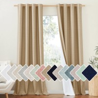 Nicetown 100 Absolutely Blackout Linen Curtains With Thermal Insulated White Liner Camel W52 X L95 2 Panels Textured Linen