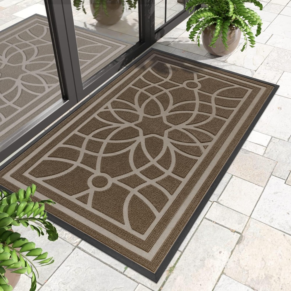 Dexi Front Door Mat Welcome Mat Heavy Duty Durable Low Profile Outside Doormat For Entryway Patio Garage High Traffic Areas