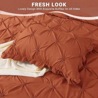 Jollyvogue Burnt Orange Twin Xl Size Comforter Sets 5 Pieces  Pintuck Bed In A Bag Comforter Set For Bedroom  Bedding Comforter Sets With Comforter  Sheets Ruffled Shams & Pillowcases