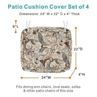 Nettypro Outdoor Patio Chair Seat Cushion Covers Replacement  Water Resistant Uv Protection Cushion Slip Covers With Zipper And Tie  24 X 22 X 4 Inch  Vintage