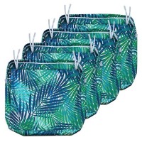 Nettypro Outdoor Cushion Slipcovers Waterproof Set 4  Patio Chair Seat Cushion Covers With Zipper And Tie  Replacement Cover Only  22 X 22 X 4 Inch  Tropical Leaf