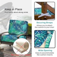 Nettypro Outdoor Cushion Slipcovers Waterproof Set 4  Patio Chair Seat Cushion Covers With Zipper And Tie  Replacement Cover Only  22 X 22 X 4 Inch  Tropical Leaf