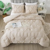 Andency Beige Comforters Queen Size 3 Pieces Cream Bedding Set Collections For Women Men All Season Soft Fluffy Lightweight