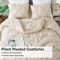 Andency Beige Comforters Queen Size 3 Pieces Cream Bedding Set Collections For Women Men All Season Soft Fluffy Lightweight