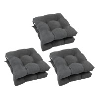 Blazing Needles 16-Inch Square Tufted Microsuede Chair Cushion, 16 X 16, Steel Grey 6 Count
