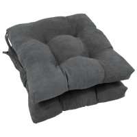 Blazing Needles 16-Inch Square Tufted Microsuede Chair Cushion, 16 X 16, Steel Grey 6 Count