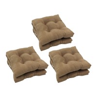 Blazing Needles 16-Inch Square Tufted Microsuede Chair Cushion, 16 X 16, Java 6 Count