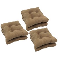 Blazing Needles 16-Inch Square Tufted Microsuede Chair Cushion, 16 X 16, Java 6 Count