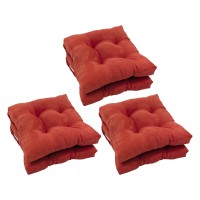 Blazing Needles 16-Inch Square Tufted Microsuede Chair Cushion, 16 X 16, Cardinal Red 6 Count