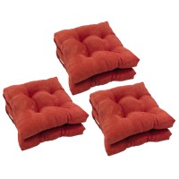 Blazing Needles 16-Inch Square Tufted Microsuede Chair Cushion, 16 X 16, Cardinal Red 6 Count