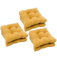Blazing Needles 16-Inch Square Tufted Microsuede Chair Cushion, 16 X 16, Lemon 6 Count