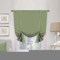 Hversailtex Solid Blackout Curtain Energy Efficient Rod Pocket Panel For Kitchen Sage Tie Up Shade For Small Window Rod Pocket