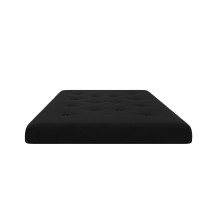 Realrooms Cozey 6-Inch Bonnell Coil Futon Mattress, Polyester Linen, Full, Black