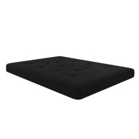 Realrooms Cozey 6-Inch Bonnell Coil Futon Mattress, Polyester Linen, Full, Black