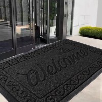 Yimobra Welcome Front Door Mat Heavy Duty Easy Clean Doormat Indoor Outdoor Waterproof Quick Dry Floor Mat For Home Garage H