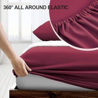 Freshculture Queen Fitted Sheet Only 2 Pack - Hotel Quality Fitted Sheet Queen Size - Ultra Soft & Breathable - Brushed Microfiber - Deep Pocket - Cooling Fitted Sheets For Queen Size Bed (Burgundy)