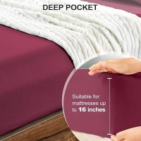 Freshculture Queen Fitted Sheet Only 2 Pack - Hotel Quality Fitted Sheet Queen Size - Ultra Soft & Breathable - Brushed Microfiber - Deep Pocket - Cooling Fitted Sheets For Queen Size Bed (Burgundy)