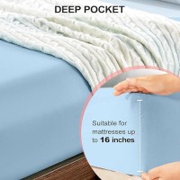 Freshculture Queen Fitted Sheet Only 2 Pack - Hotel Quality Fitted Sheet Queen Size - Ultra Soft & Breathable - Brushed Microfiber - Deep Pocket - Cooling Fitted Sheets For Queen Size Bed (Light Blue)