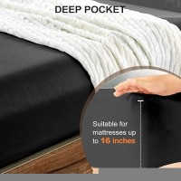 Freshculture Twin Xl Fitted Sheet Only 2 Pack - Hotel Quality Fitted Sheet - Ultra Soft & Breathable - Brushed Microfiber - Deep Pocket - Cooling Fitted Sheets For Twin Xl Size Bed (Black)