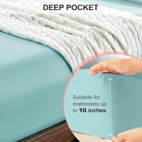 Freshculture Queen Fitted Sheet Only 2 Pack - Hotel Quality Fitted Sheet Queen Size - Ultra Soft & Breathable - Brushed Microfiber - Deep Pocket - Cooling Fitted Sheets For Queen Size Bed (Spa Blue)