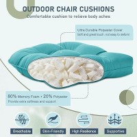 Downluxe Outdoor Chair Cushions Set Of 2 For Patio Furniture Waterproof Tufted Overstuffed Patio Furniture Cushions Memory Foa