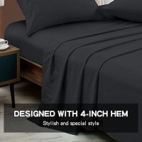 Freshculture Full Flat Sheet - Hotel Quality Full Flat Sheet Only - Brushed Microfiber Top Sheet - Ultra Soft & Breathable - Wrinkle-Free - Easy Care - Single Flat Sheet (Full  Black)