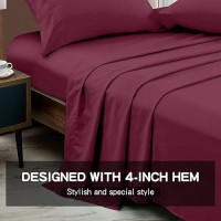 Freshculture Queen Flat Sheet - Hotel Quality Queen Flat Sheet Only - Brushed Microfiber Top Sheet - Ultra Soft & Breathable - Wrinkle-Free - Easy Care - Single Flat Sheet (Queen  Burgundy)