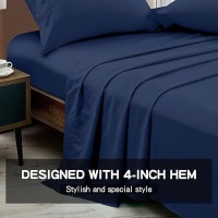 Freshculture Queen Flat Sheet - Hotel Quality Queen Flat Sheet Only - Brushed Microfiber Top Sheet - Ultra Soft & Breathable - Wrinkle-Free - Easy Care - Single Flat Sheet (Queen  Navy Blue)