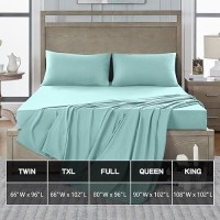 Freshculture Full Flat Sheet - Hotel Quality Full Flat Sheet Only - Brushed Microfiber Top Sheet - Ultra Soft & Breathable - Wrinkle-Free - Easy Care - Single Flat Sheet (Full  Spa Blue)