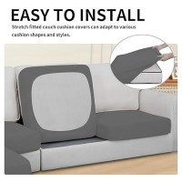 Easy-Going 100% Waterproof 3 Pieces Couch Cushion Covers For Sectional Sofa Left/Right L Shape Chaise Lounge Sofa Seat Slipcover Anti-Slip Sofa Cover (2 Seater + 1 Chaise  Gray