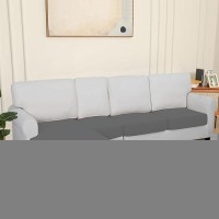 Easy-Going 100% Waterproof 4 Pieces Couch Cushion Covers For Sectional Sofa Left/Right L Shape Chaise Lounge Sofa Seat Slipcover Anti-Slip Sofa Cover (3 Seater + 1 Chaise  Gray