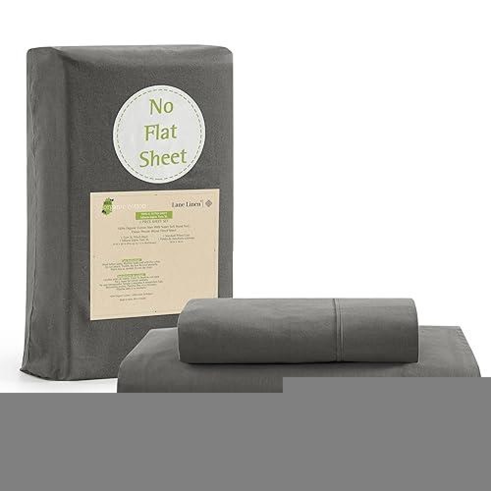 Lane Linen Twin Xl Fitted Sheet 100 Organic Cotton 2Piece Set 1 Fitted Sheet 1 Pillowcase Percale Weave Bottom Sheet Br