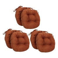 Blazing Needles 16-Inch Round Tufted Microsuede Chair Cushion, 16 X 16, Spice 6 Count