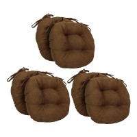 Blazing Needles 16-Inch Round Tufted Microsuede Chair Cushion, 16 X 16, Chocolate 6 Count