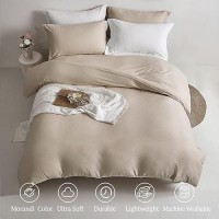 Mildly Super Soft Duvet Cover 100 Washed Microfiber Light Khaki Comforter Cover Set 3 Pieces With Zipper Closure Corner Tie