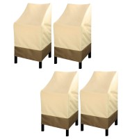 High Back Beige Patio Chair Covers Waterproof Heavy Duty Outdoor Bar Stool Covers Stackable Beige Patio Furniture Covers Set Of 4 Outside Lounge Deep Seat Covers Lawn Chair Covers-Beige&Brown, 4 Pack