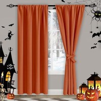 Jiuzhen Fall Curtains For Living Room Thermal Insulated Room Darkening Rod Pocket Curtains For Bedroom Set Of 2 Panels With Ti