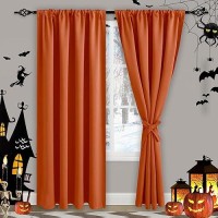 Jiuzhen Fall Curtains For Living Room Thermal Insulated Room Darkening Rod Pocket Curtains For Bedroom Set Of 2 Panels With T