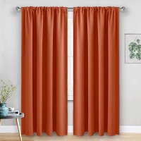 Jiuzhen Fall Curtains For Living Room Thermal Insulated Room Darkening Rod Pocket Curtains For Bedroom Set Of 2 Panels With T