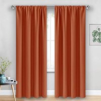 Jiuzhen Fall Curtains For Living Room Thermal Insulated Room Darkening Rod Pocket Curtains For Bedroom Set Of 2 Panels With Ti