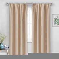 Jiuzhen Fall Curtains For Living Room Thermal Insulated Room Darkening Rod Pocket Curtains For Bedroom Set Of 2 Panels With Ti