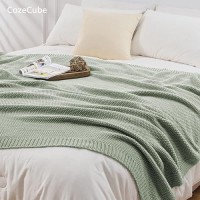 Cozecube Sage Throw Blanket For Bed Soft Cozy Cable Knit Throw Blanket For Twin Bed Lightweight Warm Decorative Farmhouse Chri