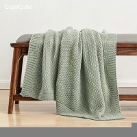 Cozecube Sage Throw Blanket For Bed Soft Cozy Cable Knit Throw Blanket For Twin Bed Lightweight Warm Decorative Farmhouse Chri