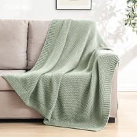 Cozecube Sage Throw Blanket For Bed Soft Cozy Cable Knit Throw Blanket For Twin Bed Lightweight Warm Decorative Farmhouse Chri