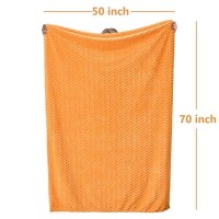 Vessia Flannel Fleece Throw Blanket(50X70 Inch)  3D Jacquard Light Orange Fuzzy And Warm Blanket For Couch Sofa Bed Chair  300Gsm Super Soft Touch Cozy Lightweight Throw For All-Season Home Decor