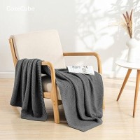 Cozecube Dark Grey Throw Blanket For Couch Soft Cozy Cable Knit Throw Blanket For Bed Sofa Living Room Lightweight Warm Decora