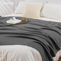 Cozecube Dark Grey Throw Blanket For Bed Soft Cozy Cable Knit Throw Blanket For Twin Bed Lightweight Warm Decorative Farmhouse