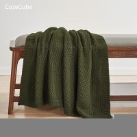 Cozecube Olive Green Throw Blanket For Bed Soft Cozy Cable Knit Throw Blanket For Twin Bed Lightweight Warm Decorative Farmhou